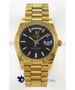 Rolex Day Date Super Clone Black Dial 40MM 220 Grams Swiss Replica watch 