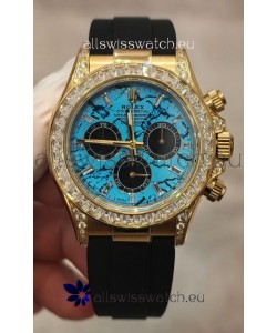Rolex Daytona Super Clone 126518LN Yellow Gold Turquoise Dial Original Cal.4131 Movement