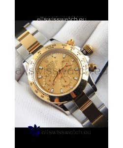 Rolex Daytona Japanese Movement Two Tone Gold Casing Watch in Gold Dial 