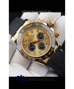 Rolex Daytona Japanese Movement Gold Casing Replica Watch in Gold Dial 