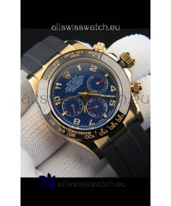 Rolex Daytona Japanese Movement Gold Casing Replica Watch in Blue Dial 