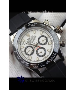 Rolex Daytona Japanese Movement Steel Casing Replica Watch in White Dial