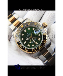 Rolex GMT Masters II 2 Tone Rose Gold Plating Japanese Replica Watch Green Dial
