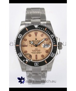Rolex Submariner DiW Sandblasted Steel Casing Carbon Fiber Bezel Watch Beige Dial