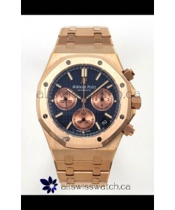 Royal Oak Chrono 26240 Rose Gold Blue Dial Super Clone Watch 