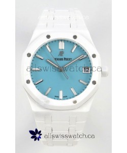 Royal Oak 15500 Tiffany Blue Dial White Ceramic Super Clone Watch 