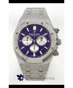 Royal Oak Chrono 26331 Frosted White Gold Purple Dial Super Clone Watch 