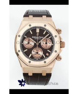 Royal Oak Chrono 26240 Rose Gold Brown Dial Leather Strap Super Clone Watch 
