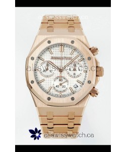 Royal Oak Chrono 26240 Rose Gold Strap in White Dial Super Clone Watch 