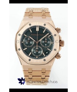 Royal Oak Chrono 26240 Rose Gold Strap in Green Dial Super Clone Watch 
