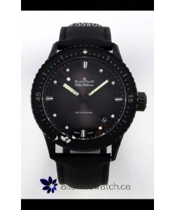 Blancpain Fifty Fathoms Ceramic Case Leather Strap Grey Dial Super Clone Watch 