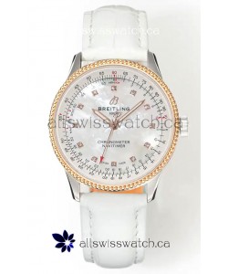 Navitimer Automatic 36 Rose Gold White Strap Super Clone Watch 