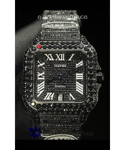 Cartier "Santos De Cartier" Black moissanite 40MM Super Clone Watch 