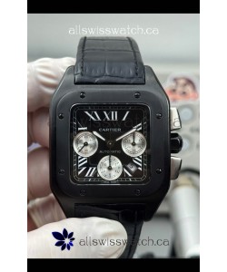 Cartier Santos 100 DLC Coating Black Dial 44MM Swiss Replica Watch 