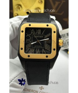 Santos De Cartier in Black Dial PVD MLF Coating Super Clone Watch
