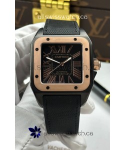 Santos De Cartier in Black Dial PVD MLF Coating Super Clone Watch