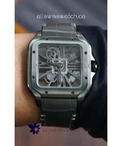 Santos De Cartier Super Clone Watch in Skeleton Dial Steel Case