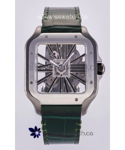 Santos De Cartier Super Clone Watch in Skeleton Dial Steel Case