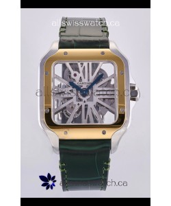 Santos De Cartier Super Clone Watch in Skeleton Dial Two Tone Case