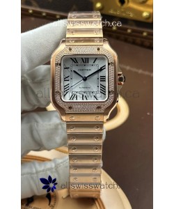 Santos De Cartier 35MM Rose Gold Super Clone Edition Watch 