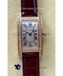 Cartier Tank Americaine Swiss Quartz 19mm Rose Gold Swiss Replica Watch 