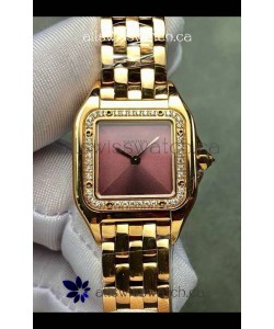 PANTHERE de Cartier 22MM Red Dial Diamonds Super Clone Watch 