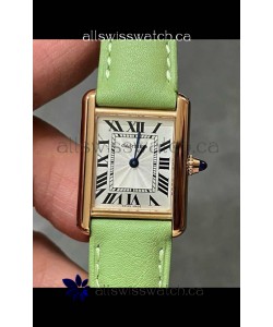 Cartier Tank Louis 22MM Swiss Quartz Gold Casing Green Strap Watch 