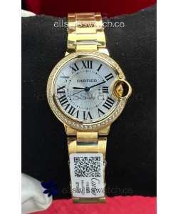 Ballon De Cartier Automatic 33MM Yellow Gold Super Clone Watch 