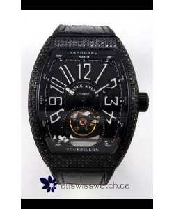 Franck Muller V45 Tourbillon Black DLC Diamonds Super Clone Watch 