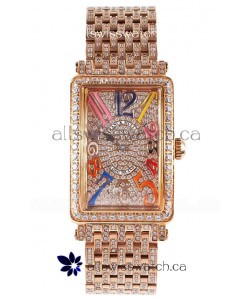 Franck Muller Long Island Color Dreams Rose Gold Diamonds Swiss Replica Watch 