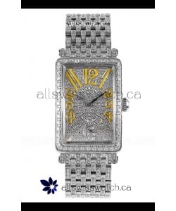 Franck Muller Long Island Stainless Steel Diamonds Swiss Replica Watch 