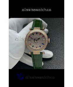 Franck Muller Double Mystery Swiss Quartz Watch in Gold Diamonds Casing