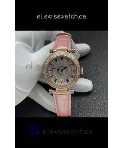 Franck Muller Double Mystery Swiss Quartz Watch in Gold Diamonds Casing