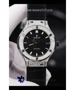 Hublot Classic Fusion Diamonds Steel Black Dial 38MM Super Clone Watch 