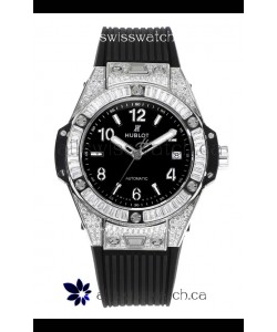 Hublot Big Bang One Click moissanite Paved Casing Super Clone Watch Black Dial