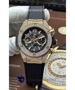 Hublot Big Bang Unico Rose Gold Diamonds Case Super Clone Watch 