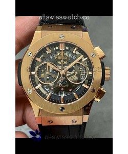 Hublot Classic Fusion Chronograph Rose Gold Skeleton Super Clone Watch 