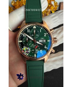 IWC PILOT'S Rose Gold Chronograph Green Dial Super Clone Watch 
