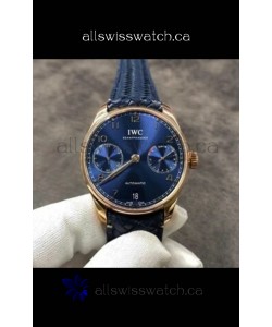 IWC Portugieser Blue Dial Rose Gold Super Clone Watch 