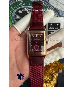 Jaeger-LeCoultre Reverso Tribute Duoface Rose Gold Burgundy & White Dial Super Clone Watch 