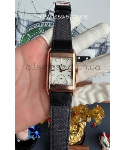 Jaeger-LeCoultre Reverso Tribute Duoface Rose Gold White & Black Dial Super Clone Watch 