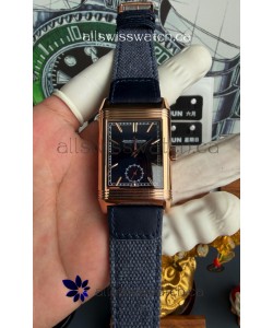 Jaeger-LeCoultre Reverso Tribute Duoface Rose Gold Blue & Steel Dial Super Clone Watch 