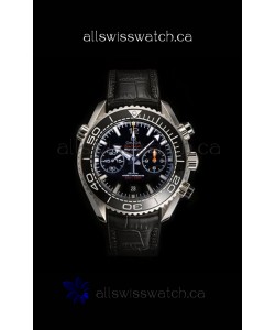 Omega Speedmaster Planet Ocean Black Dial Leather Strap Super Clone Watch 