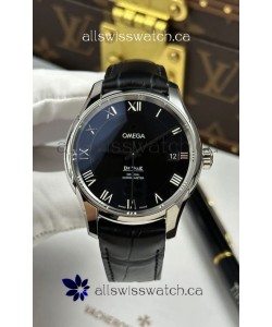Omega De Ville Co-Axial 41MM Black Dial Leather Strap Super Clone Watch 