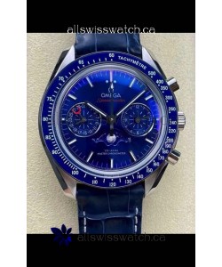 Omega Speedmaster Moonphase Blue Dial Leather Strap Super Clone Watch 