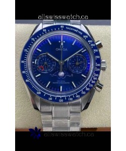 Omega Speedmaster Moonphase Blue Dial Steel Strap Super Clone Watch 