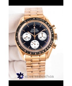 Omega Speedmaster Moonwatch Rose Gold Black Dial Super Clone Watch 