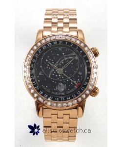 Patek Philippe Grand Complications 6102 Black Dial Rose Gold Strap Super Clone Watch 