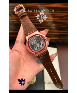 Patek Philippe Nautilus 5712 Rose Gold Red Rubies Super Clone Watch 