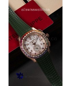 Patek Philippe Aquanaut 7968 Rose Gold Green Strap Super Clone Watch 